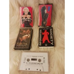 5 Cassettes 80s BUNDLE MADONNA,Jackson, George MICHAEL U2, Information Society